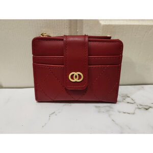 Crisscross Pattern Buckle Wallet In Red